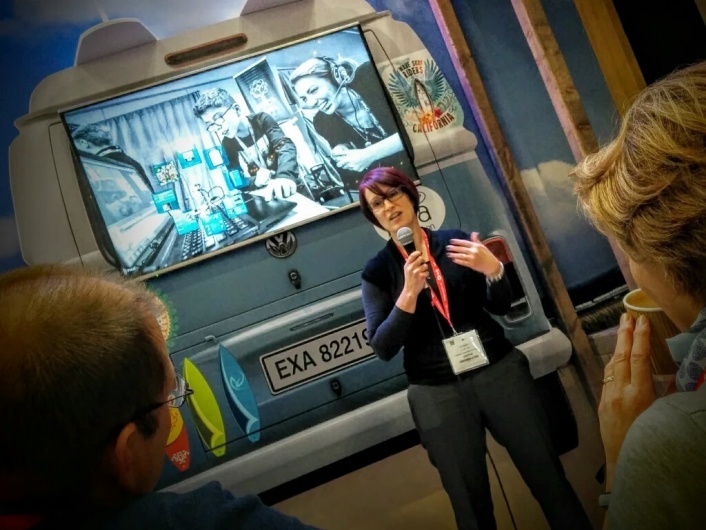 Photo of Su Adams presenting at an event in the UK.